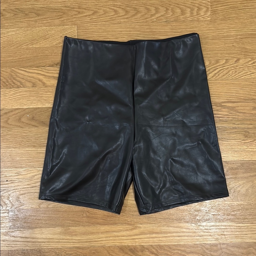 Leather biker shorts